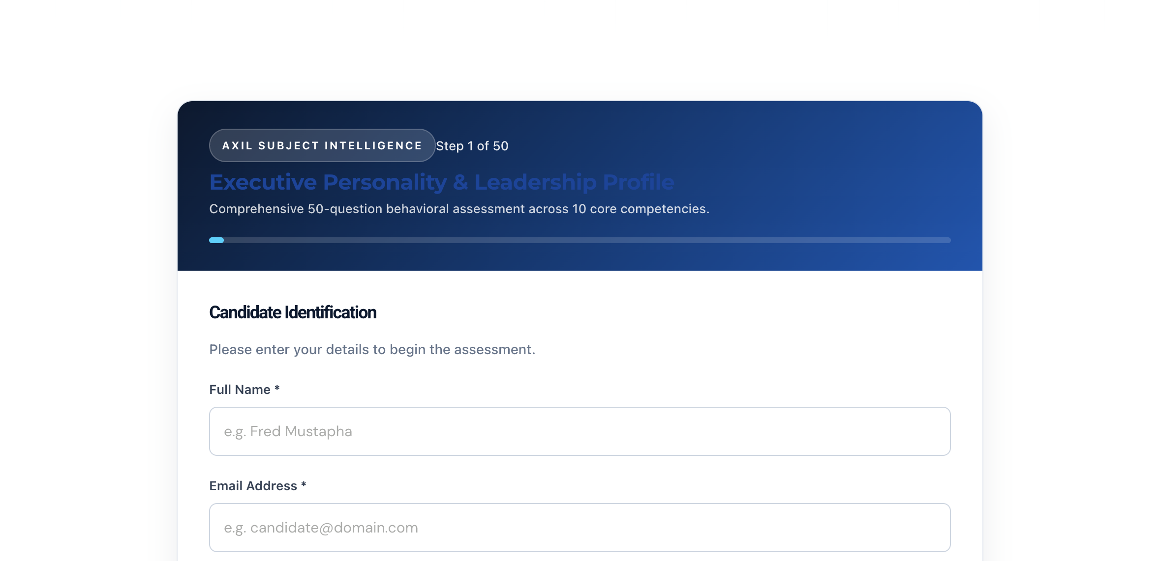 Axil Subject Intelligence Personality Test